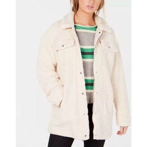 Levis Jacket Sherpa Teddy Trucker Coat Oversized Cream Ivory